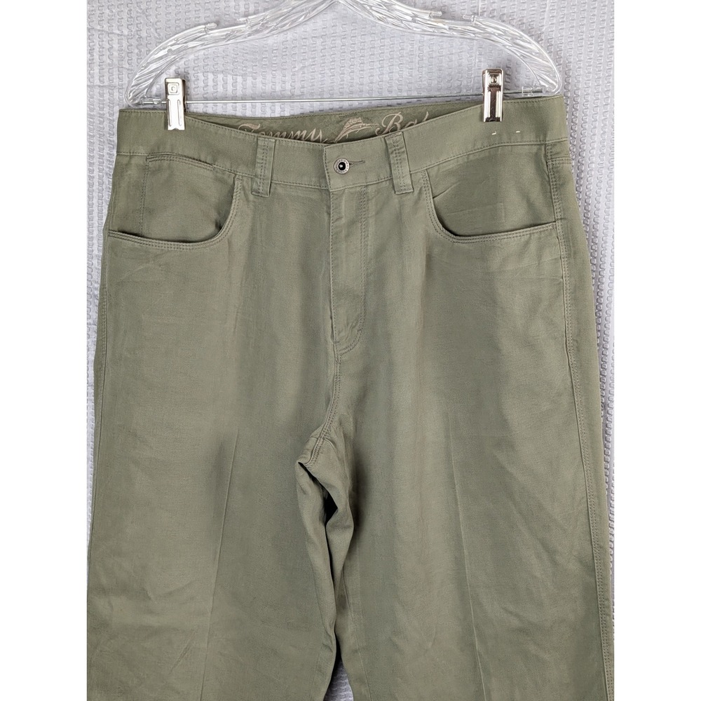 Tommy Bahama Womens 34x32 Olive Green Pants Straight Leg Tencel Lyocell Cotton